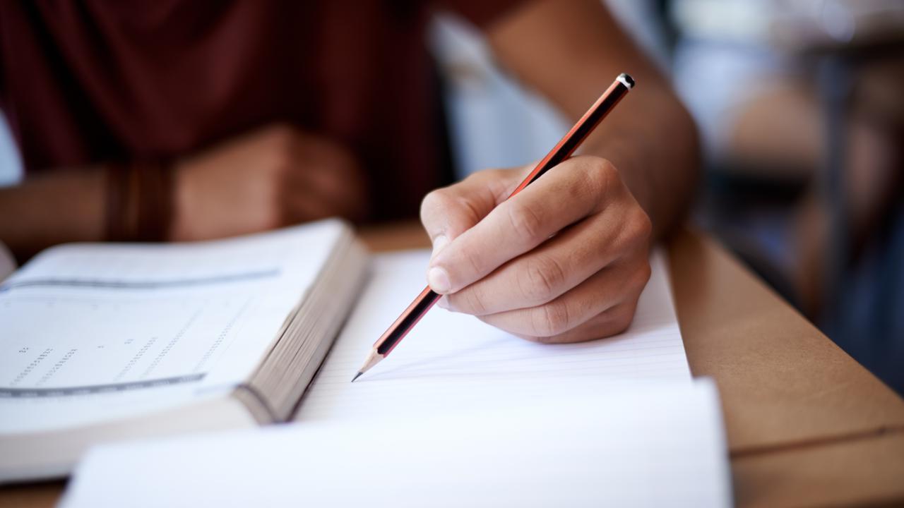 Student working in notebook